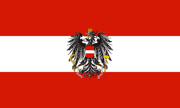 drapeau autrichien eagle - innsbruck austria tirol european alps photos et images de collection
