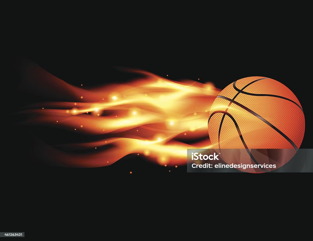 Flaming de basket - clipart vectoriel de Ballon de basket libre de droits