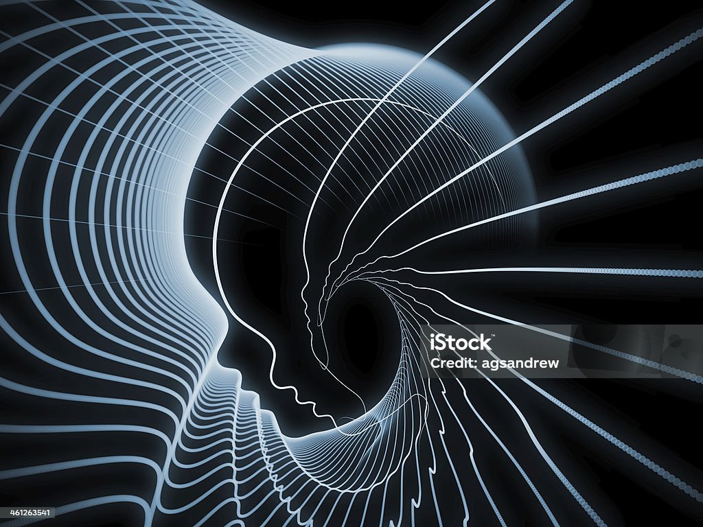 Soul Geometry Metaphor Geometry of Soul series. Interplay of profile lines of human head on the subject of education, science, technology and graphic design Abstract Stock Photo