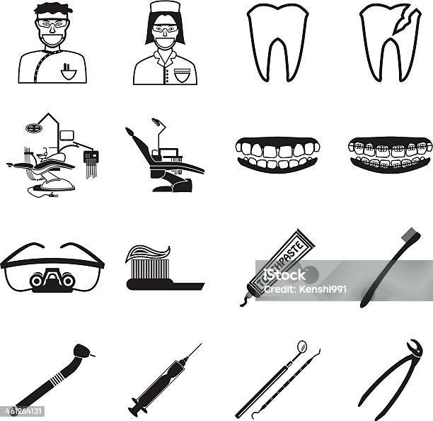 Illustrations Of Various Dental Icons Stock Illustration - Download Image Now - Angled Mirror, Beauty, Bicuspid