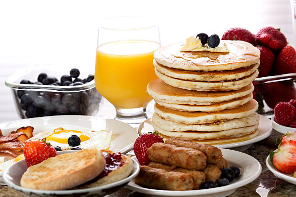 istock Breakfast food and juice. 461265157