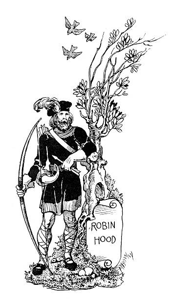 Robin Hood Vintage engraving of Robin Hood sherwood forest illustrations stock illustrations