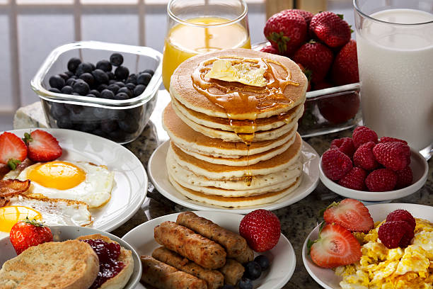 istock Breakfast food and juice. 461265599