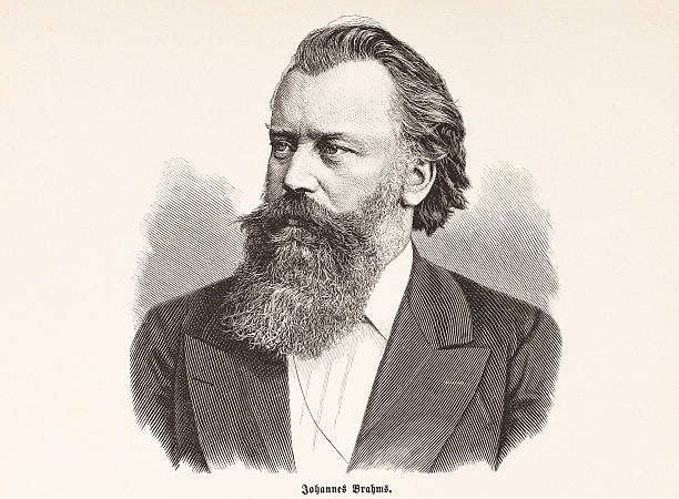 illustrations, cliparts, dessins animés et icônes de gravure de compositeur johannes brahms en 1877 - illustration and painting engraved image engraving pencil drawing