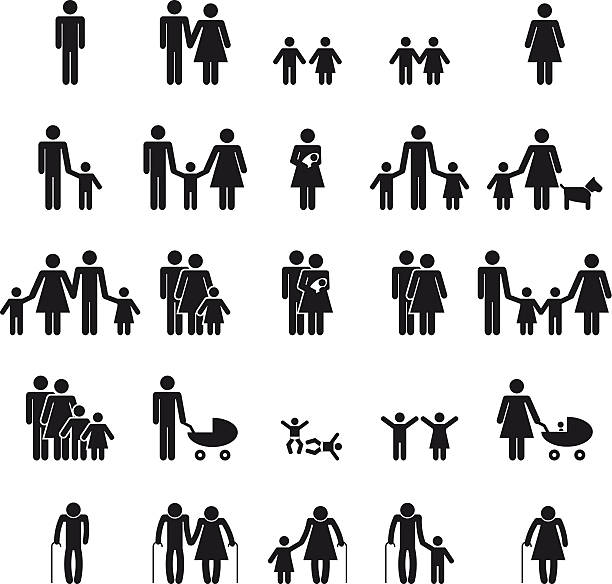 Family icons set Set of family icons vector love care old stock illustrations