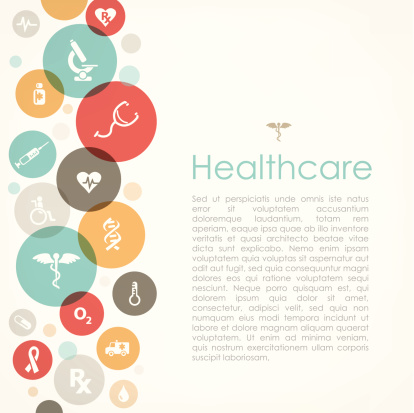 Healthcare copy space with medical related design using icons. You can remove text and and use test as you want.