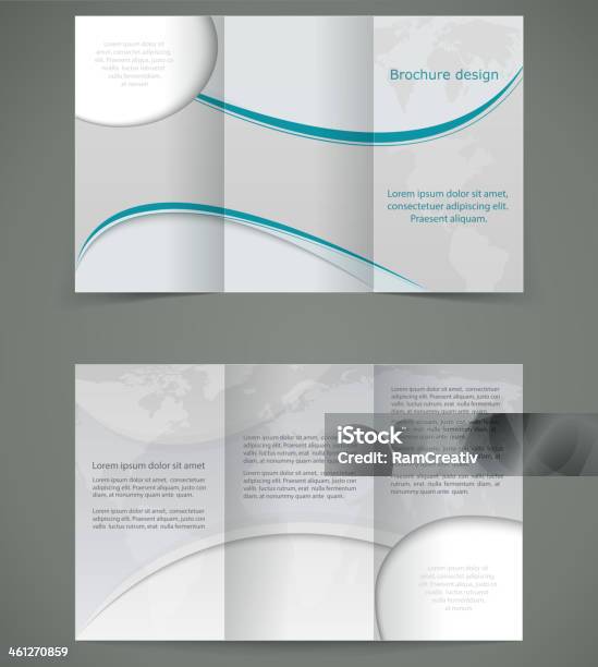 Vector Silver Brochure Layout Design Business Three Fold Flyer Template Stock Illustration - Download Image Now