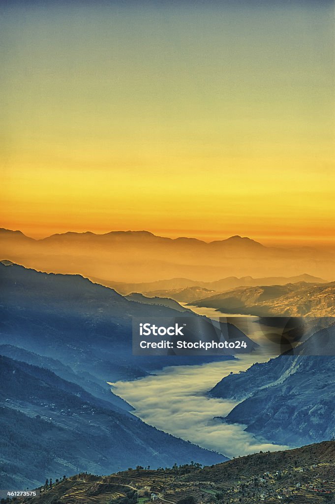 Vista desde kalinchok Photeng hacia el valle de katmandú - Foto de stock de Aire libre libre de derechos