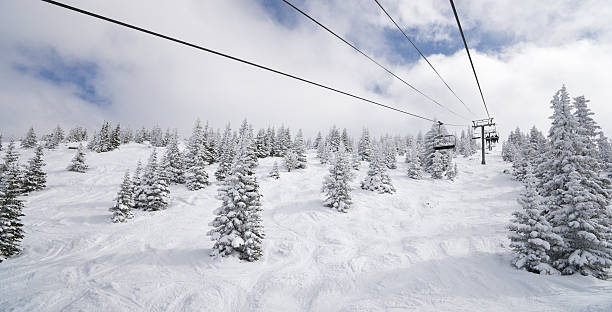 istock Winter Coniferous Forest Covered by Snow with Ski Lift 461280195