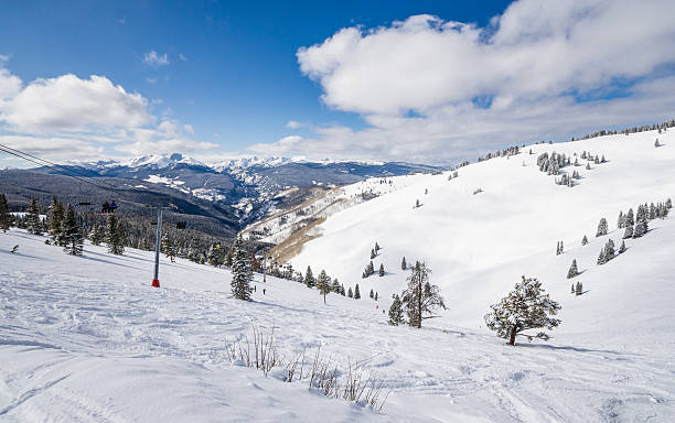 istock Forest Covered by Snow with Skiing Slopes and Rocky Mountains 461293771