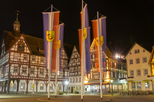 The City Bad Urach in Baden Wuerttemberg at night