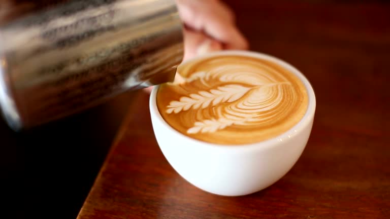 Latte art pouring.