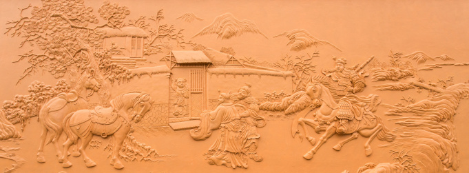 ancient chinese style sculpture on wall