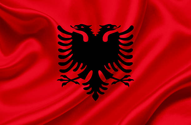 istock Albania waving flag 461763851