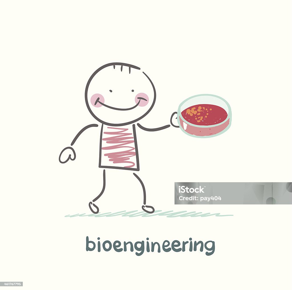 Bioengineer держит Чашка Петри - Векторная графика Иллюстрация роялти-фри