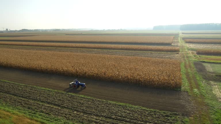 AERIAL Tractor Sowing The Field