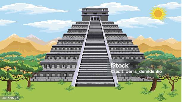 Ilustración de Pirámide Aztec y más Vectores Libres de Derechos de Templo - Templo, Cultura mexicana, México