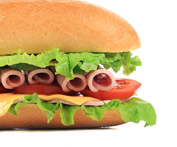 istock French baguette fresh sandwich. Close up. 461772147