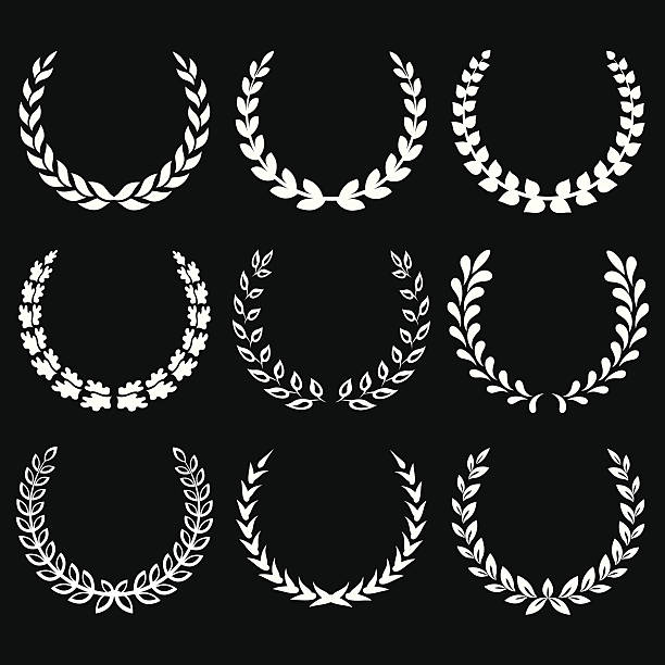 illustrazioni stock, clip art, cartoni animati e icone di tendenza di bianco laurel wreaths 1 - laurel