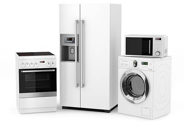 Group of household appliances Group of household appliances on a white background appliance stock pictures, royalty-free photos & images