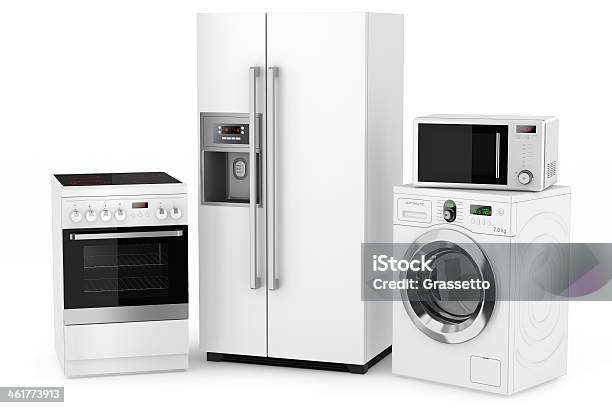 Group Of Household Appliances Stock Photo - Download Image Now - Appliance, Stove, Refrigerator