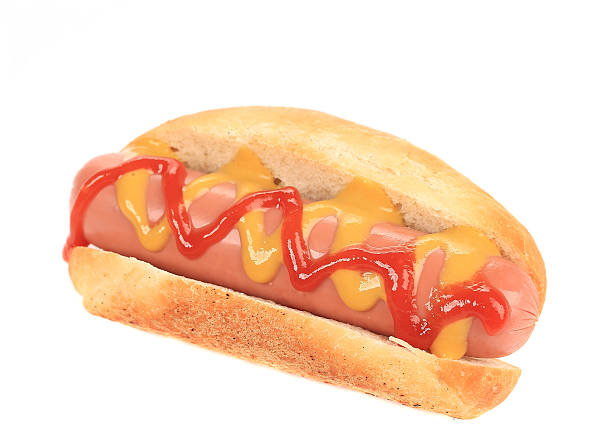 istock Hotdog with ketchup and mustard. 461776423
