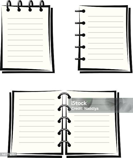 Set Of Three Notebooks Vector Black Silhouettes Stock Illustration - Download Image Now - Abstract, Black And White, Black Color