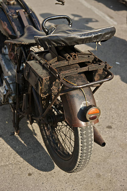 istock Old motorbike rear view 461778103