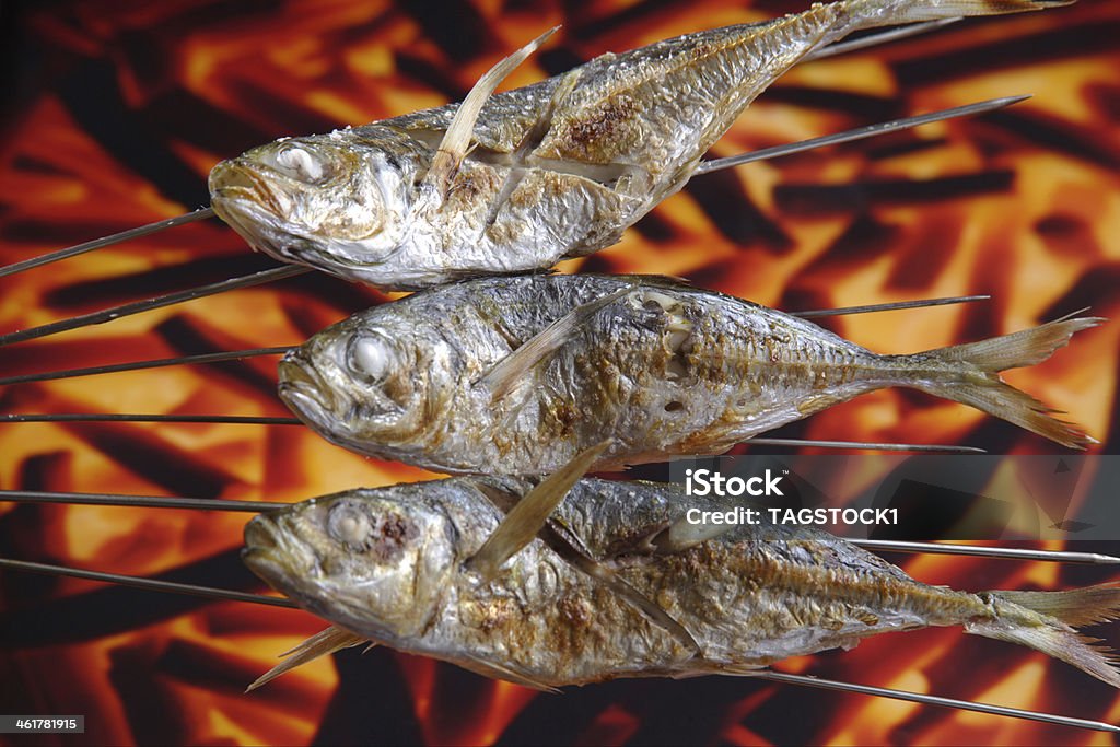 Horse mackerel grilled with salt Cooking Stock Photo