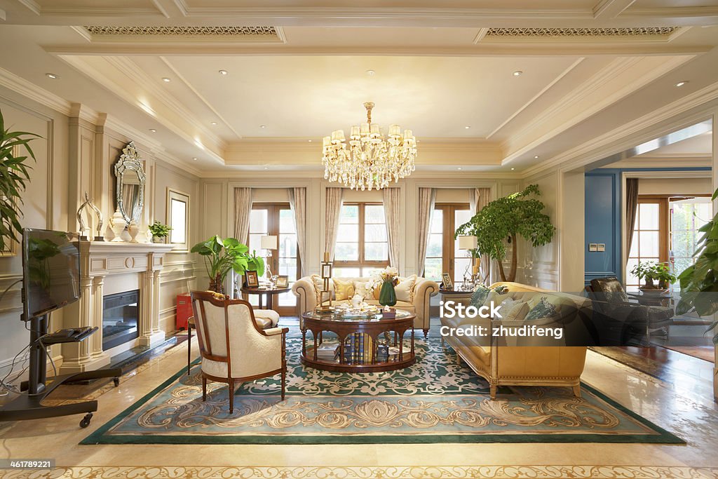 Beautiful Living room Mansion Stock Photo