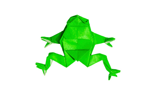Origami Tree Frog  isolated on white with clipping path.