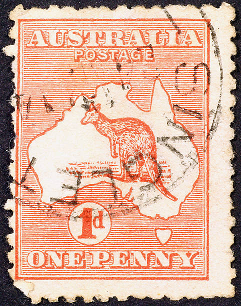 istock Very old australian stamp with kangaroo & map 461803491