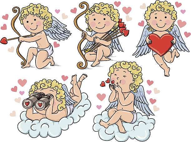 Cupids kids vector art illustration