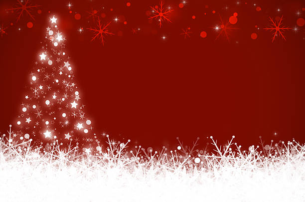 ilustraciones, imágenes clip art, dibujos animados e iconos de stock de fondo rojo con árbol de navidad y snowflakes. - backgrounds textured textured effect metal