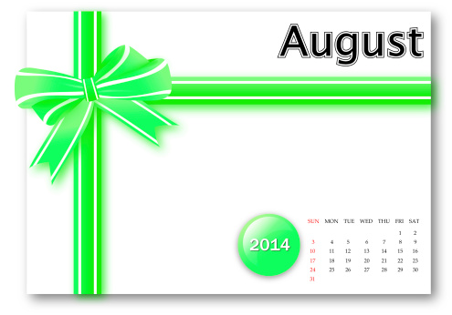 August 2014 - Calendar series with gift ribbon design