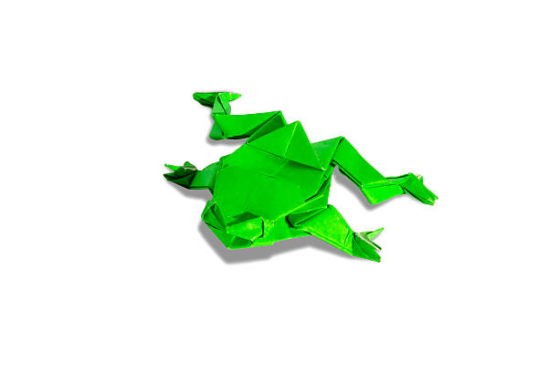 classic green paper bird origami with free space for text on the right side, high cartoon texture and big size