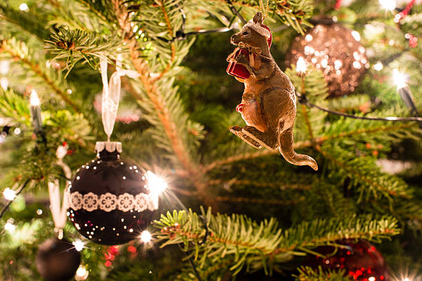 Close-up of Christmas tree and kangaroo ornament