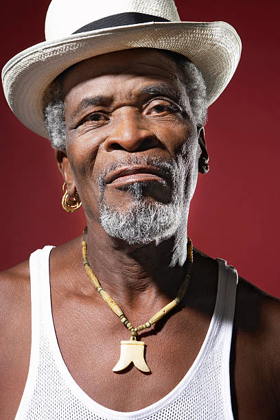 istock Senior Man Wearing Fedora And Medallion 461851369