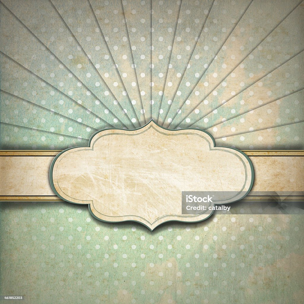 Vintage Sunbeams Background with Label Vintage background with green, blue and brown pastel colors, sunbeams stripes and blank label Abstract stock illustration