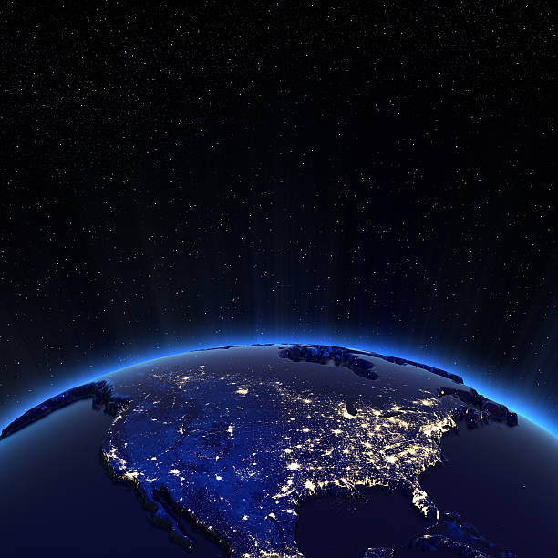 istock Canada and USA city lights at night 461853329