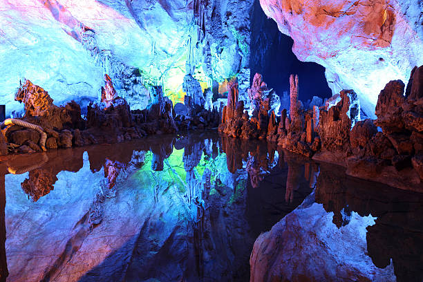 istock Underground lake in Reed Flute Cave, China 461854785