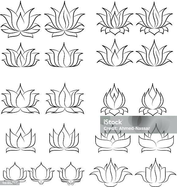 Lotus Silhouette Stock Illustration - Download Image Now - Abstract, Backgrounds, Botany