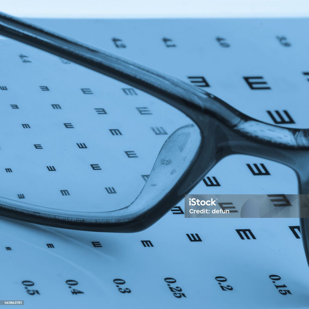 eye chart and glasses medical eye chart and glasses Alphabet Stock Photo