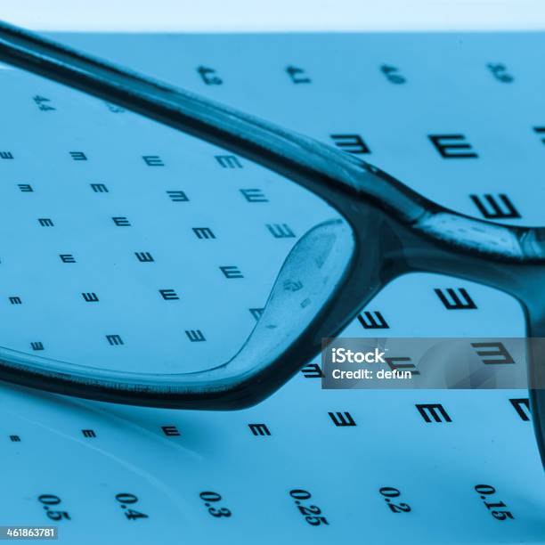 Eye Chart And Glasses Stock Photo - Download Image Now - Alphabet, Astigmatism, Body Care