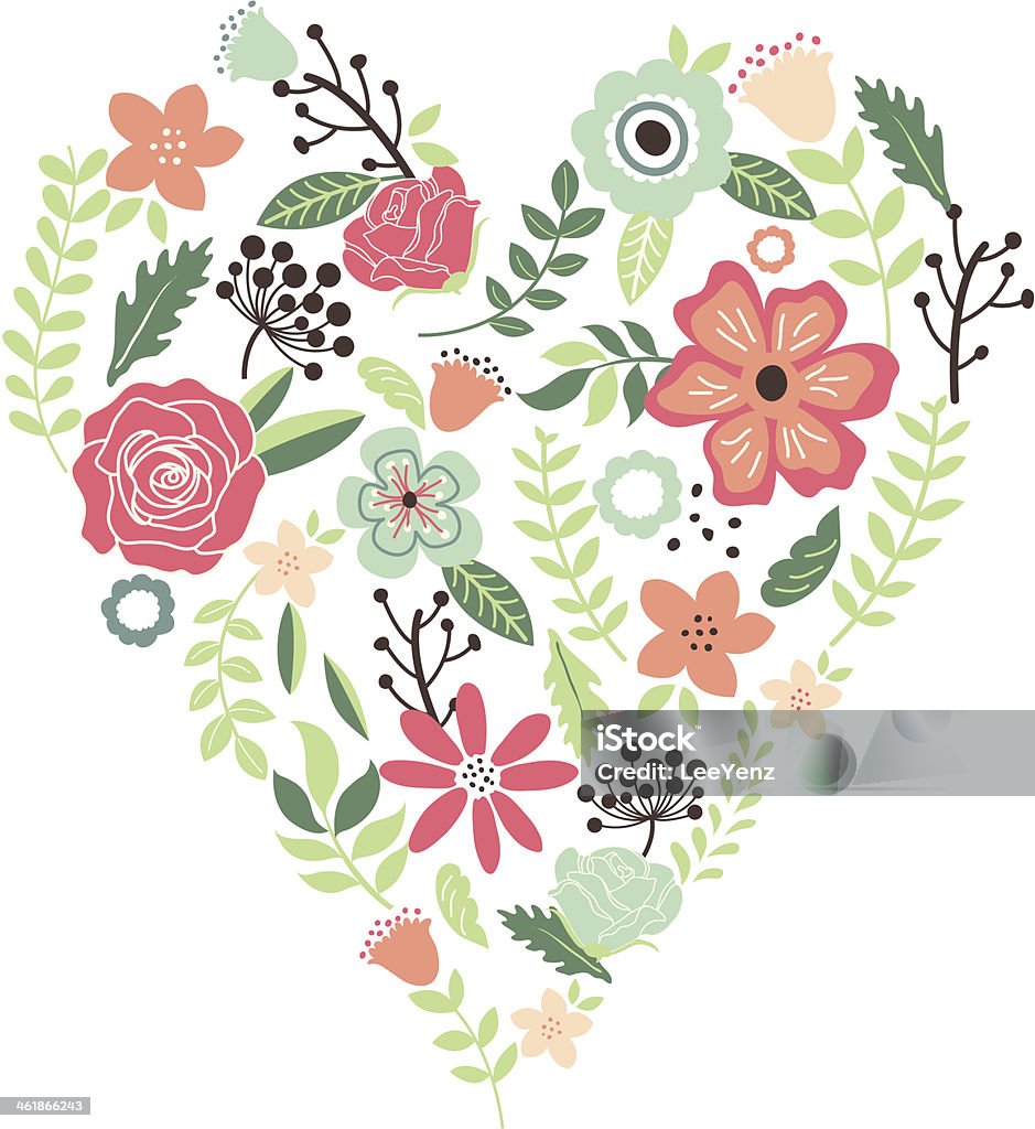 Vintage Flowers Wedding Heart A vector illustration of Vintage Flowers Wedding Heart perfect for wedding invitations, cards and more. Advertisement stock vector