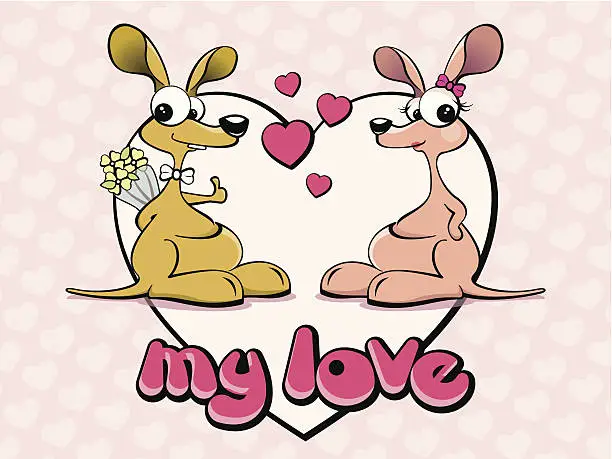 Vector illustration of kangaroo couple