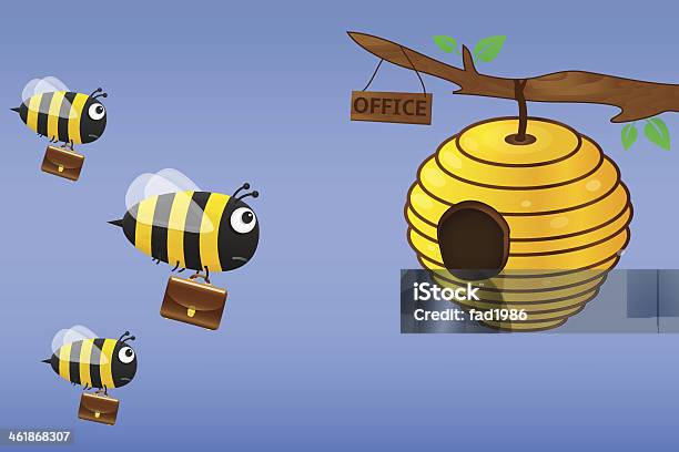 Biene Fliegt Mit Aktentasche Zu Arbeiten Stock Vektor Art und mehr Bilder von Biene - Biene, Hart arbeiten, Agrarbetrieb
