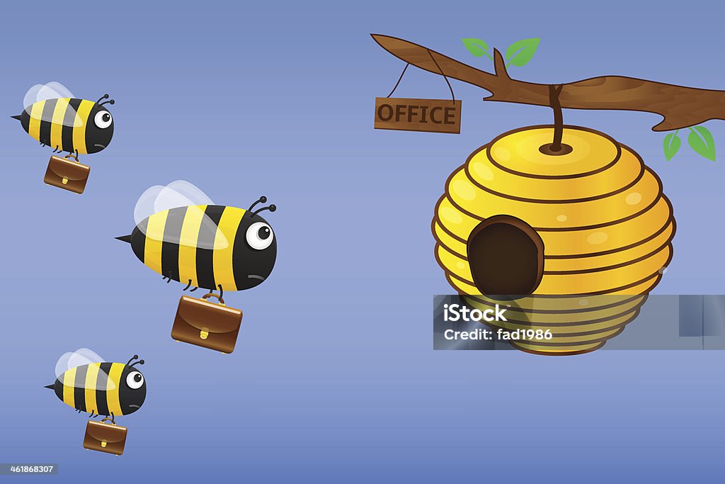 Abeille avec porte-documents passe de travail - clipart vectoriel de Abeille libre de droits