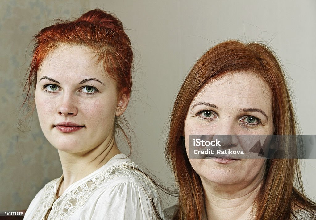 Two women. Young an adult women in a flat. Active Seniors Stock Photo