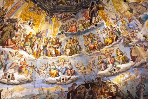 Last Judgement fresco by Vasari and Zuccari, Florence duomo, Tuscany, Italy